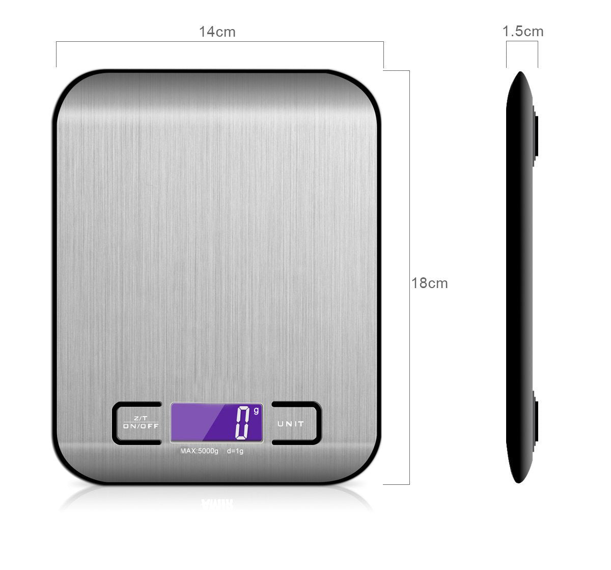 Electronic rechargeable Flat Stainless Steel Kitchen Scale